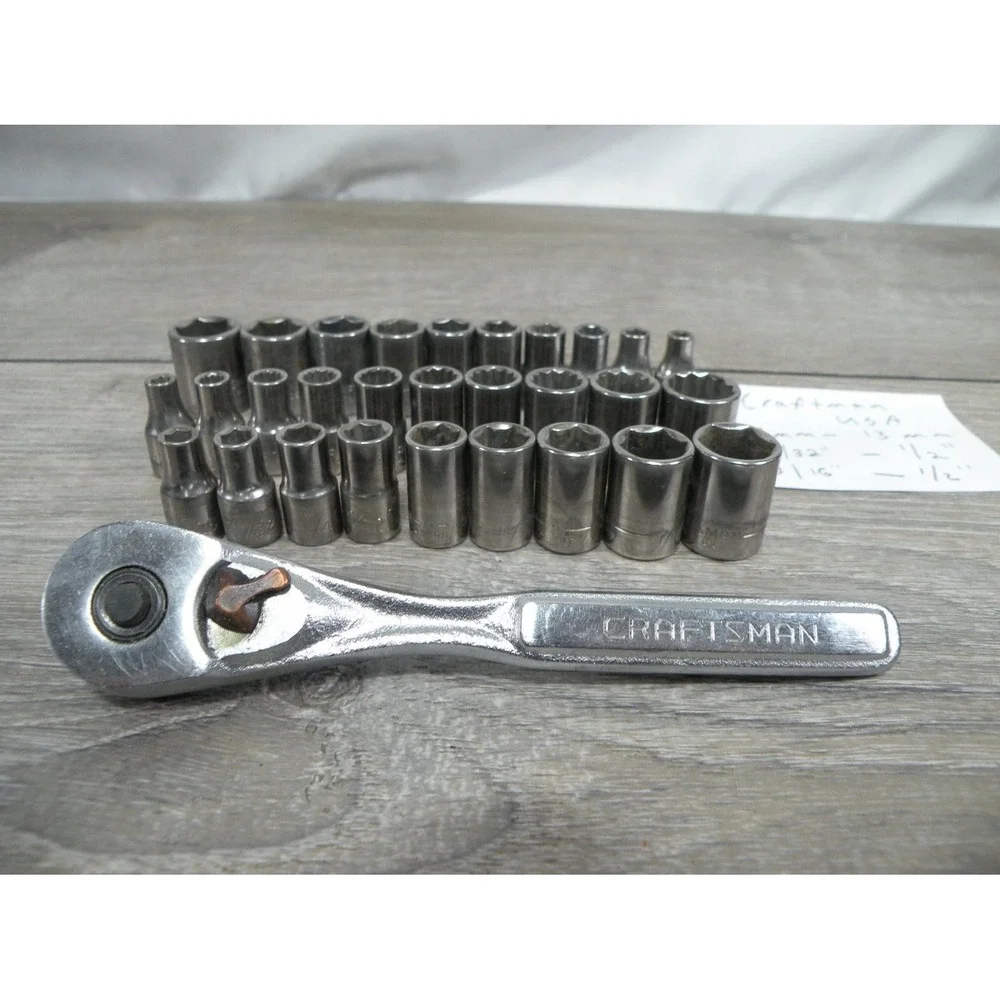 Craftsman USA Ratchet Socket Set Sae Metric 4mm-13mm 5/32-1/2 Deep Standard